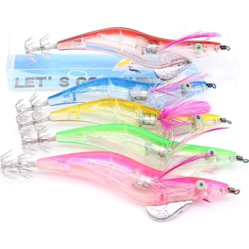 Electronic Flashing LED Fishing Lure Flash Light 10cm 12.2g Minnow Luminous Squid Jig Shrimp Bait Night Fishing Lure