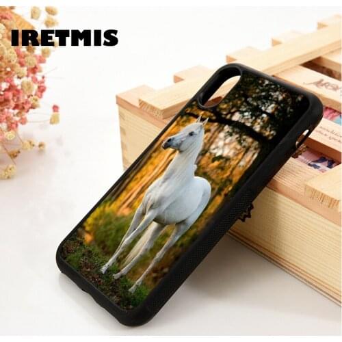 Iretmis 5 5S SE 6 6S Soft TPU Silicone Rubber phone case cover for iPhone 7 8 plus X Xs 11 Pro Max XR BEAUTIFUL WHTE HORSE