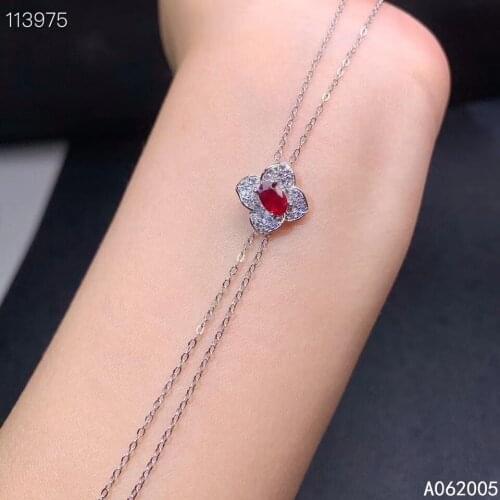 KJJEAXCMY Fine Jewelry 925 Sterling Silver inlaid gemstone ruby women hand bracelet popular support detection hot selling