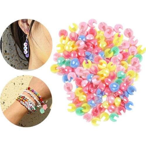200pcs Round Craft Pearl Loose Smooth Mixed Colors Two Pieces Drilled Hole Bracelet DIY Charms Creative Earring Making