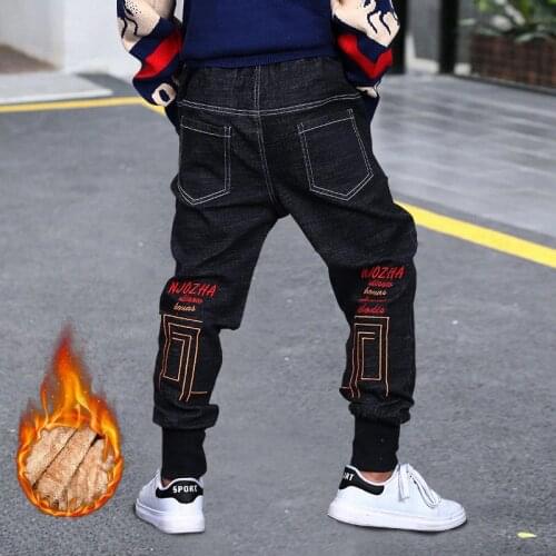 Hot Sale Winter Kids Boys Pants Add Wool Thicken Trousers for Teenagers Cotton Cargo Pant Toddler Baby Outerwear Jeans Trousers