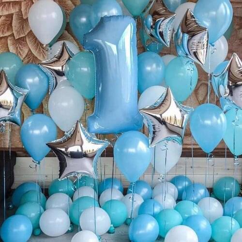 Boy first birthday decorations balloon Baby Shower Kids Happy Birthday 40inch number foil Baloon Gender reveal Party Decor Balls