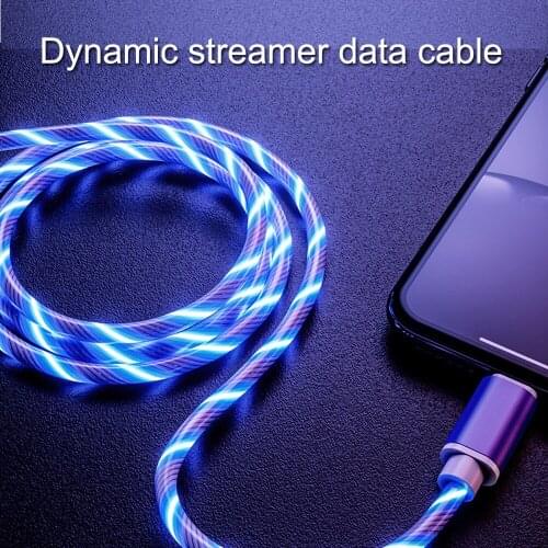 Metal aluminum alloy vibrato with the same smart luminous streamer data charging cable is suitable for Android Apple Type-C smar