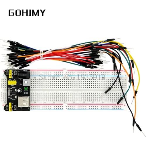 3.3V/5V MB102 Breadboard power module+MB-102 830 points Prototype Bread board for arduino kit +65 jumper wires wholesale GOHJMY