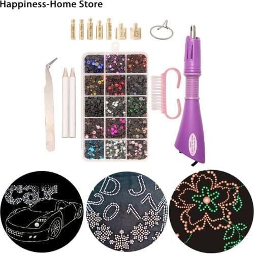 15Pcs Hot drilling Machine Tools Kit Beads Rivet Fixing Machine For DIY T-shirts jeans jacket embroidery leather handbags hat