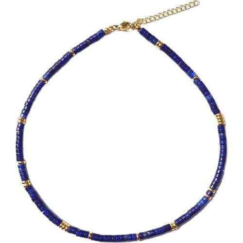 Handmade Stone Round Piece Necklace Man Simple Retro Natural Stone Choker 2121 Winter New Ethnic Style Jewelry Gift For Women