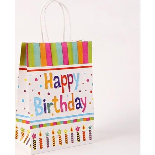 2pcs Kraft Paper Gift Bags Blue/Pink Pastel Bags Candy Rainbow Pastel Party Decoration Baby Shower