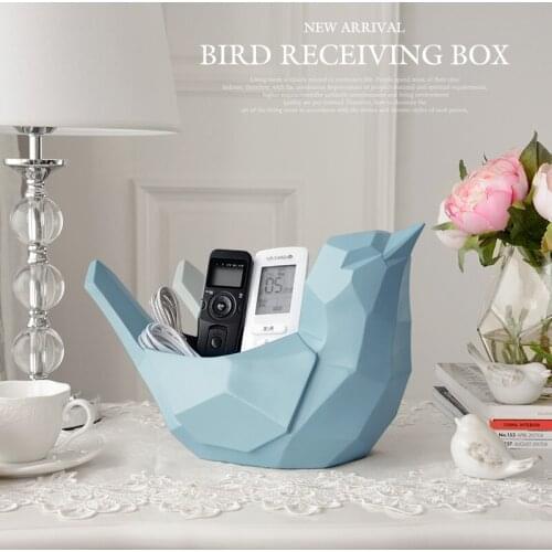 RESIN BIRD STATUE MOBILE PHONE TOOLS CONTROL STORAGE BOX FOR TABLETOP HOME DECORATION MAKE UP ORGANIZER CELL PHONE HOLDER DESK