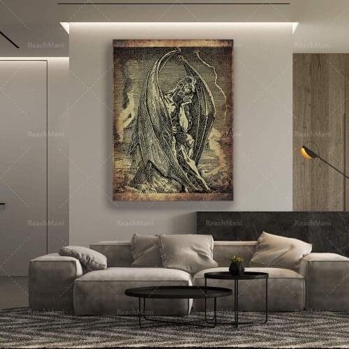 Fallen Angel Lucifer Print, Occult Poster, Satanic Decor, Satanic Illustration, Goth Decoration, Esoteric Home Decor