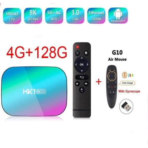 HK1 Box S905X3 Amlogic smart TV BOX 9.0 ddr3 4GB 32G/64G/128G gigabit lan port 1000m 2.4G 5G wifi BT 8k optional g10