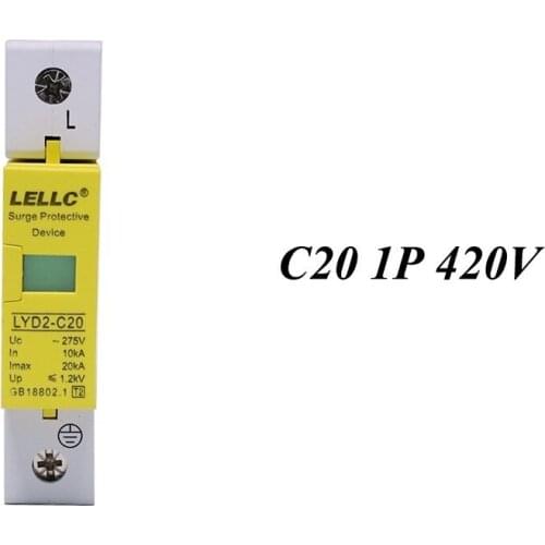 Hot sale C20-1P 10KA~20KA ~420V AC SPD House Surge Protector Protective Low-voltage Arrester Device Lightning protection