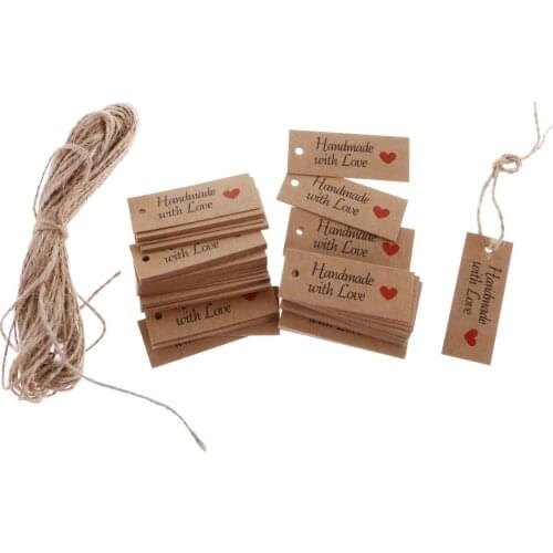 100pcs Kraft Paper Handmade With Love Gift Tags Crafts Favor Tags