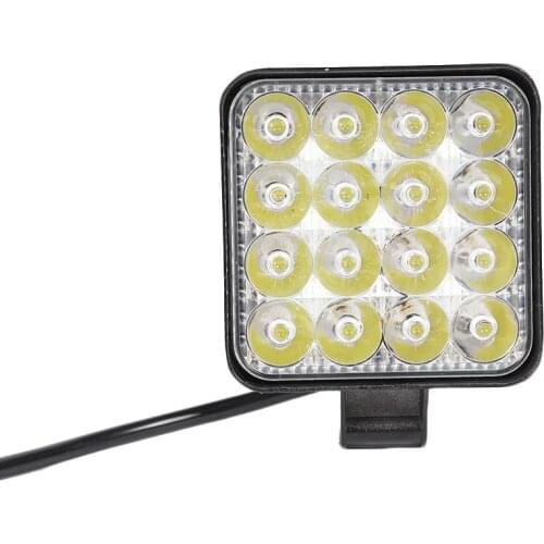 16LED Work Light 48W 2880LM 6500K IP67 Waterproof Dustproof Shockproof Square Car Truck Mini Spot Fog Lamp White Light Black