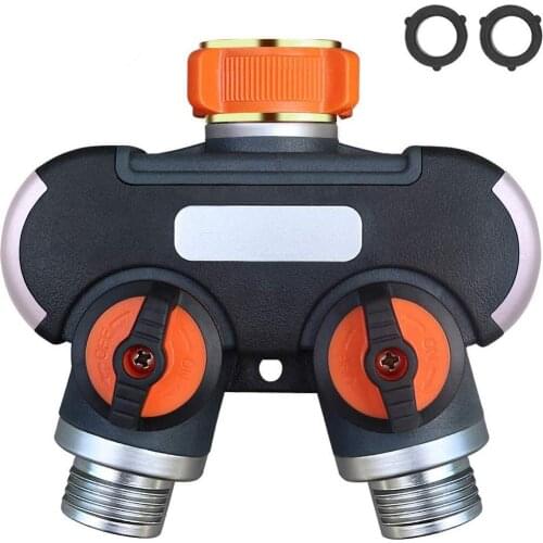 2 Way Garden Hose Splitter, Upgraded Highly Durable Water Hose Connector, Faucet Adapter with Comfortable Rubberized Grip
