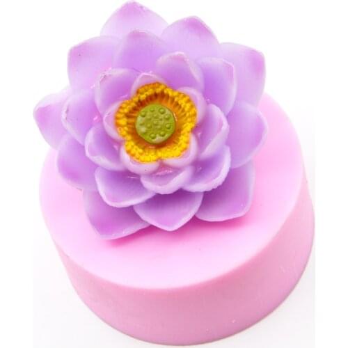 3D Lotus flower Big Size silicone soap mold Making for DIY Fondant Cake Craft Handmade Soap craft molds Resin Mold soap form