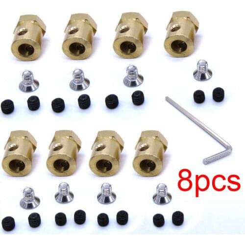 8PCS 5mm to 12mm Brass Adapter Metal Combiner Wheel Shaft Connector Transmission Coupler for WPL D12 Model Truck DIY Parts