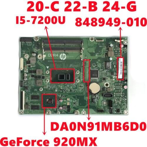848949-010 848949-510 848949-610 For HP 20-C 22-B 24-G 24-G227C AIO Motherboard DA0N91MB6D0 W/ I5-7200U N16V-GMR1-S-A2 Tested OK