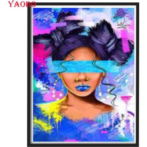 Diy Diamond Painting Mosaic New Abstract doodle afro girl 5D Full Square Round diamond Embroidery gift home decor drop shipping