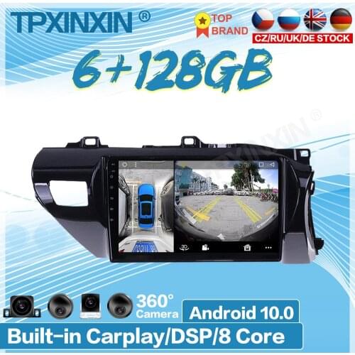 Android 10 For Toyota Hilux RHD 2015-20 Radio 360 HD Auto Surround View Camera Car Multimedia Player Stereo Radio GPS Navigtion