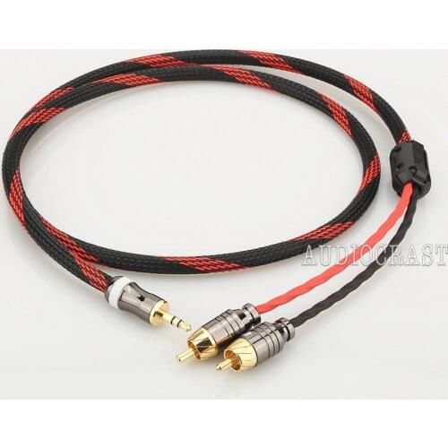 Hifi Canare 3.5mm to 2RCA Audio Cable PC Mobilephone Amplifier Interconnect High Quality 3.5 Jack to RCA Cable
