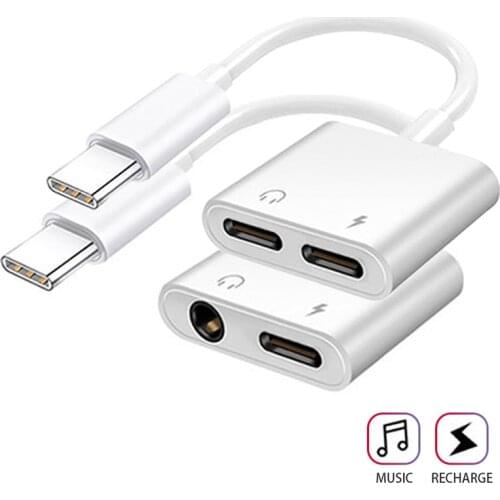 2 In 1 USB C AUX Audio Splitter Adapter For Samsung S20 Fe Note 20 Ultra Note10 Plus Connector Headphone Charge Type C Converter