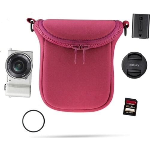 Camera Bag Video Cover Case for Sony A5000 A6000 A5100 A6300 RX100 RX1R NEX-5T NEX-5N NEX-5R NEX-6 NEX-7 NEX-F3 3N HX50 + Strap