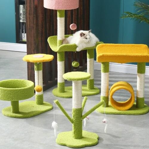 Pet Cat Tree House Condo Multi-Level Cat Toys Scratching Post for Cats Wood Climbing Tree Cat Tree Toys Kitten Playing Towers