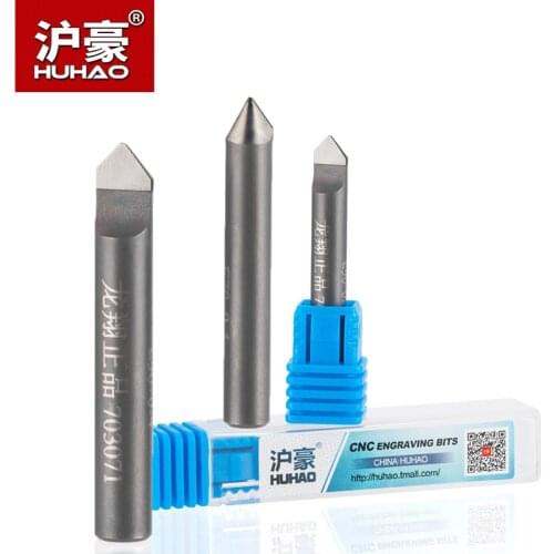 HUHAO 1pc 6mm HSS Router End Mill Diamond PCD Tools Stone Hard Granite Cutting Engraving Bits 70 90 Degree CNC Cutter for Marble