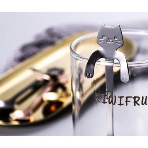Coffee spoon Stainless Steel Cartoon Cat Spoon Long Handle Flatware Coffee Drinking Tools Kitchen GadgetC CF-247