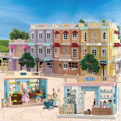Dollhouse Furniture Forest Animal Bunny Koala Families Doll House Bedroom Kitchen Bus Bakery Shop Duplex Pretend Play Toy Girls