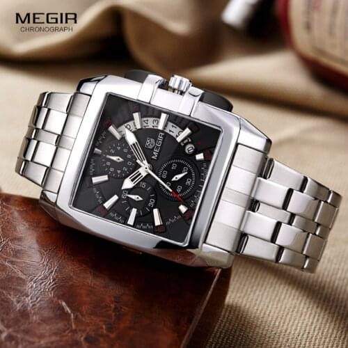 Quartz Mens Stainless Steel Dress Wrist Watches Business Chronograph Square Dial Stop Watch Clock Relogios Masculino 2018 Black