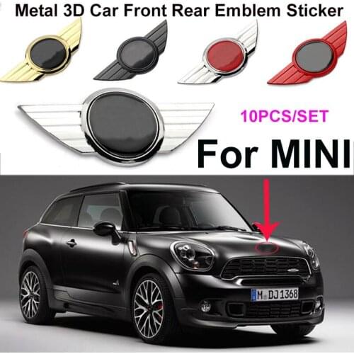 10pcs 12cm 5cm for Cooper CABRIO WORKS Car Styling Metal Stickers 3D Front Head Hood Badge Rear Boot Decal Label Covers