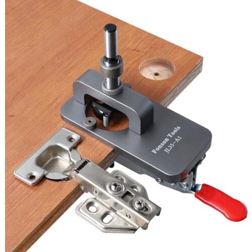 Woodworking Hole Drilling Guide Locator 35mm Hinge Boring Jig with Fixture Aluminum Alloy Hole Opener Template Door Cabinets
