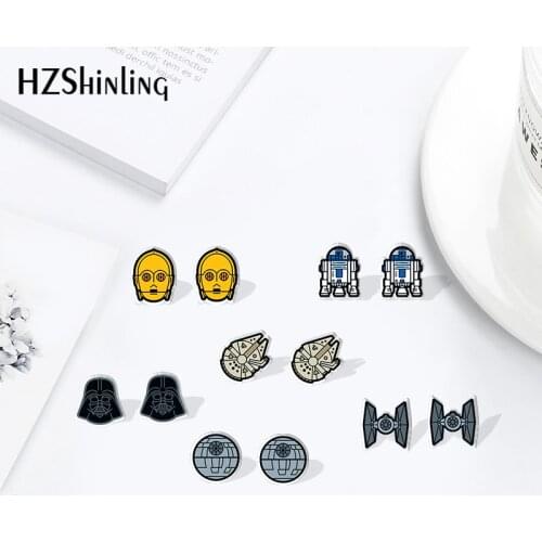 New Star Wars Acrylic Earrings Cartoon Resin Epoxy Jewelry for girls