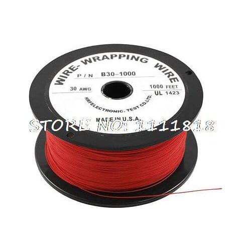 PCB Solder Red Flexible 0.25mm Core Dia 30AWG Wire Wrapping Wrap 1000Ft