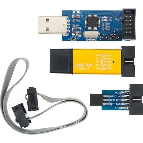 1pcs New USBASP USBISP AVR Programmer USB ISP USB ASP ATMEGA8 ATMEGA128 Support Win7 64K 10Pin To 6 Pin Adapter Board