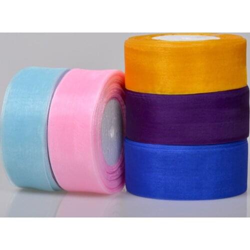 REDJCK 50 Yards\lot 40 mm Width Chiffon Ribbon Transparent Organza Lace Ribbons For Christmas Decoration DIY Gift Wrapping Belt
