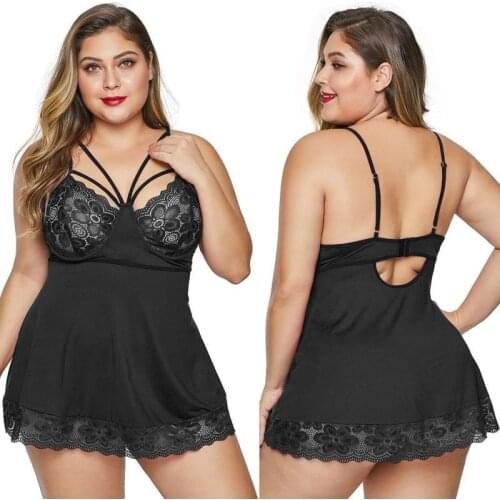 Sexy Lace Satin Nightwear Erotic Costumes Underwear Plus Size Lingerie Sexy Hot Women erotic Porno Dress For Sex Female