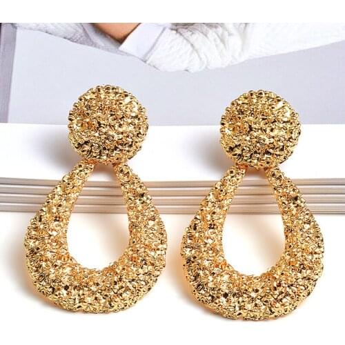Punk Fashion Statement Geometric Gold Big Drop Earrings for Women Vintage Hanging Dangle Earring Modern Jewelry