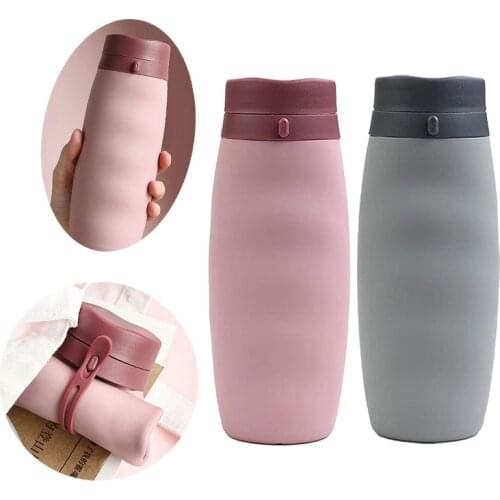 Outdoor Sports Supplies Portable Water Bottle 600ml Silicone Folding Water Bottle Convenient Travel Anti-scalding Insulated