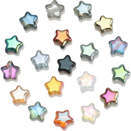100Pcs 8MM Glass Pentagram Shape Bead Glossy With Vertical Hole Crystal Star Pendant For DIY Making Handmade Jewelry Accessories