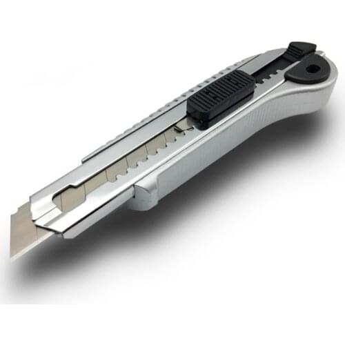 Heavy duty utility knife 18mm Storage with 5 Blades Snap Off Retractable Paper Box Cutter Screw Locking Blade Non-slip