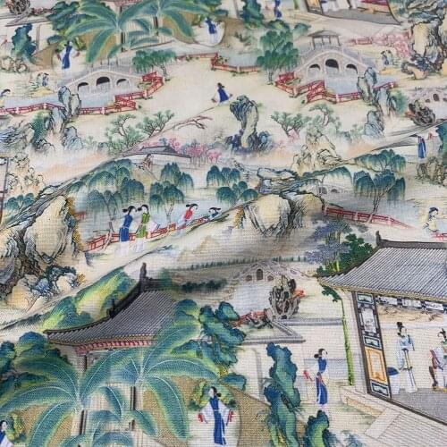 Chinese Style 110cm Width 100% Cotton Fabric Sewing Children Clothing Dress Fabric Chinese Color Painting Fabric Printed DIY