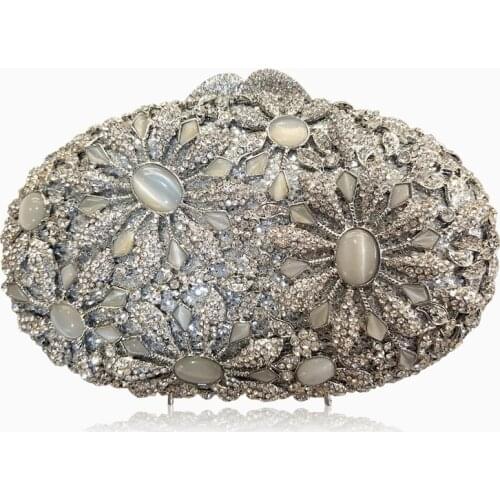 Metal Multicolored Opal Evening Bags Clutches Bags Wedding Party Handbags Fashion Red Rhinestone Crystal Ladies Prom Clutch Bags