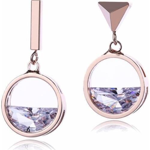 YJGS Luxury Trendy Crystal Geometric Drop Earrings For Girl Hollow Semicircle Zircon Dangle Earring Party Jewelry Accessories