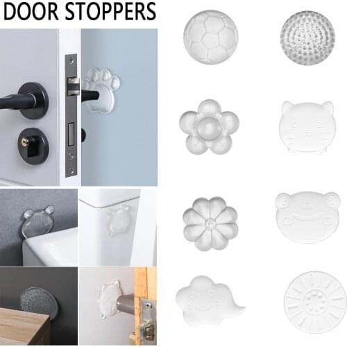 Door Stoppers Wall Protection Safety Shock Absorber Door Handle Bumpers Security Cartoon PU Transparent Wall Protectors