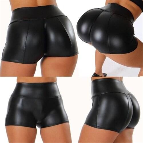 Womens Flexible Club PU Faux Leather Shorts High Waisted Sexy Disco Skinny Short Hot Pants Clubwear Bodycon Mini Shortpants 3XL