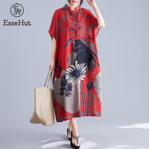 Fashion Summer Maxi Long Dress Womens Printed Sundress Casual Short Sleeve Vestidos Female Loose Pockets Robe Femme Plus Size