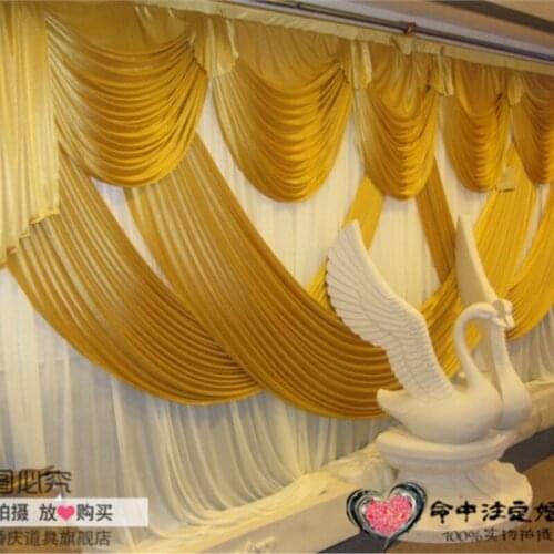 10ft * 20ft Golden Wedding Backdrop with beautiful swag Wedding Decoration