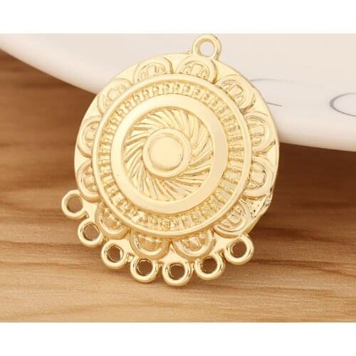 10 Pieces Gold Tone Round Chandelier Connectors Charms Pendants for Earring Necklace Jewellery Making 30x25mm